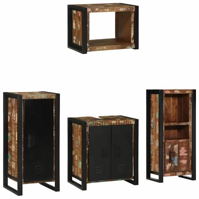 vidaXL Badkamermeubelset 4 st Multikleur en Zwart 40 x 35 x 90 cm Meerkleurig