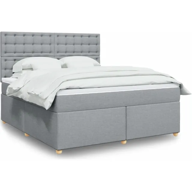 vidaXL Boxspring met matras stof lichtgrijs 180x200 cm grijs