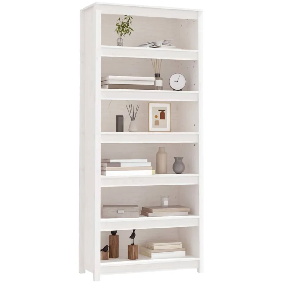 vidaXL Boekenkast 80x35x183 cm massief grenenhout wit