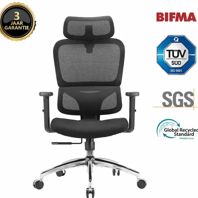 Sihoo M56C Bureaustoel - Hoge Rugleuning en Armleuningen - Ergonomische Mesh Bureaustoel - Zwart