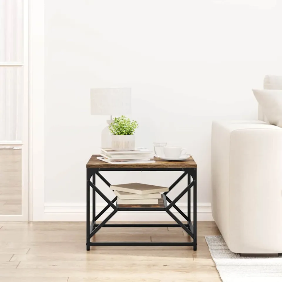 vidaXL Salontafel Gerookt eiken 51 x 50 x 40 cm, foto 4