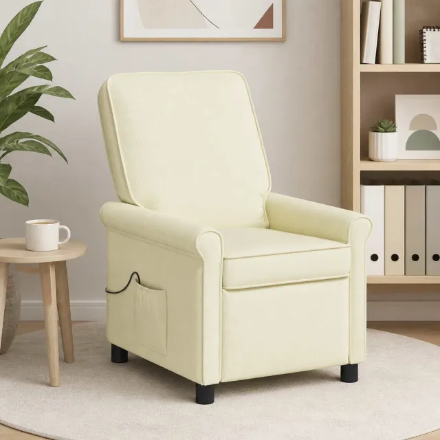 vidaXL Massage-relaxstoel Crèmekleurig 69 x 95 x 101 cm Stof, foto 2