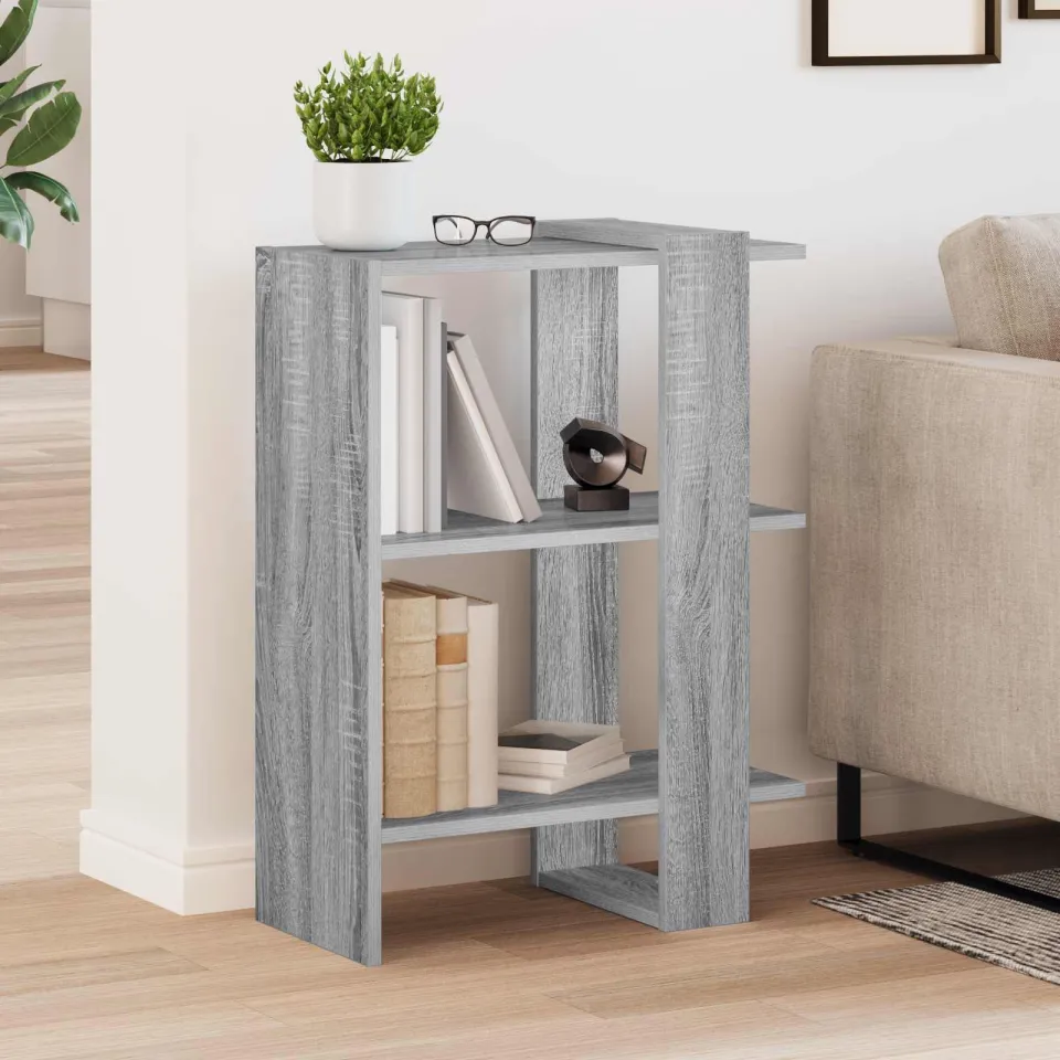 vidaXL Boekenkast 2-laags 52 x 25 x 71,5 cm Bewerkt hout Grijs Sonoma, foto 4