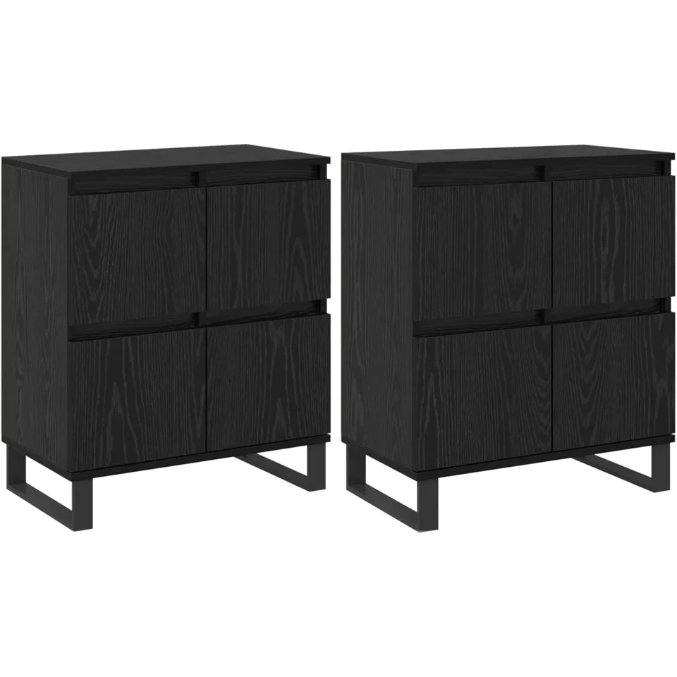 vidaXL Dressoir 2 st Zwart Eiken 60 x 35 x 70 cm, foto 3