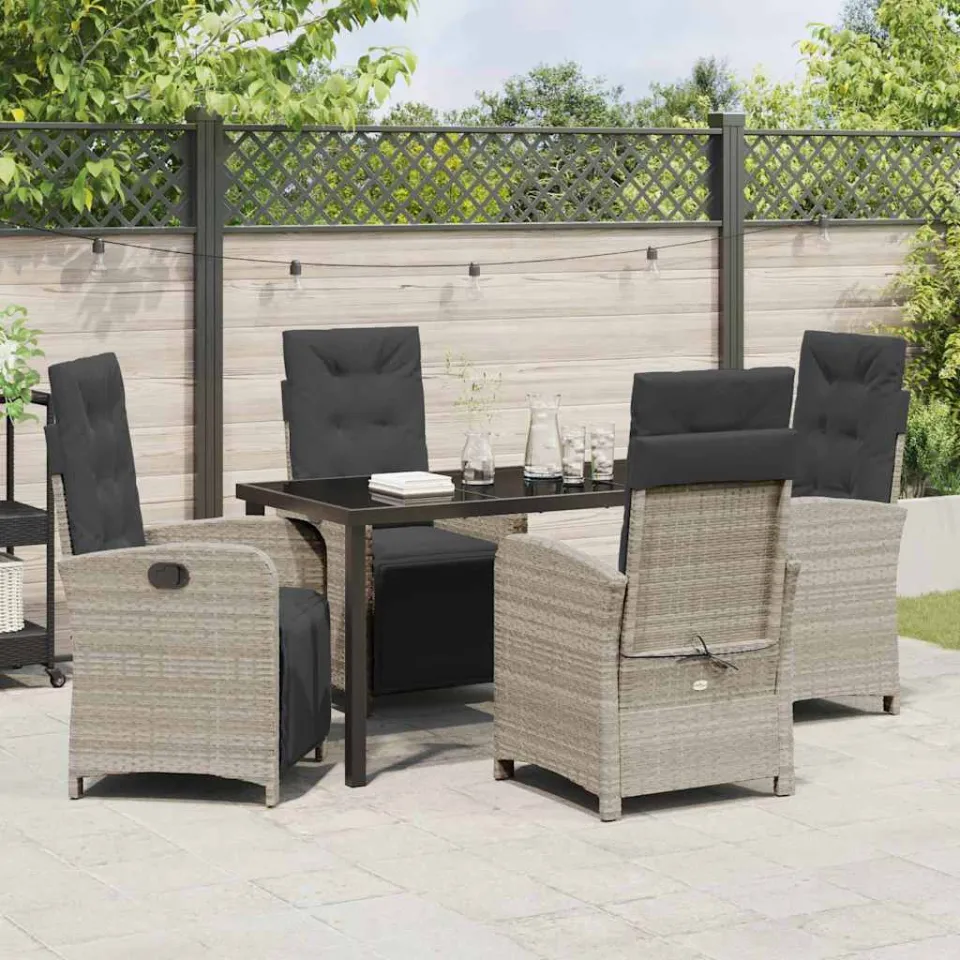 vidaXL Tuin eettafelset 5 st Lichtgrijs poly rattan, foto 3