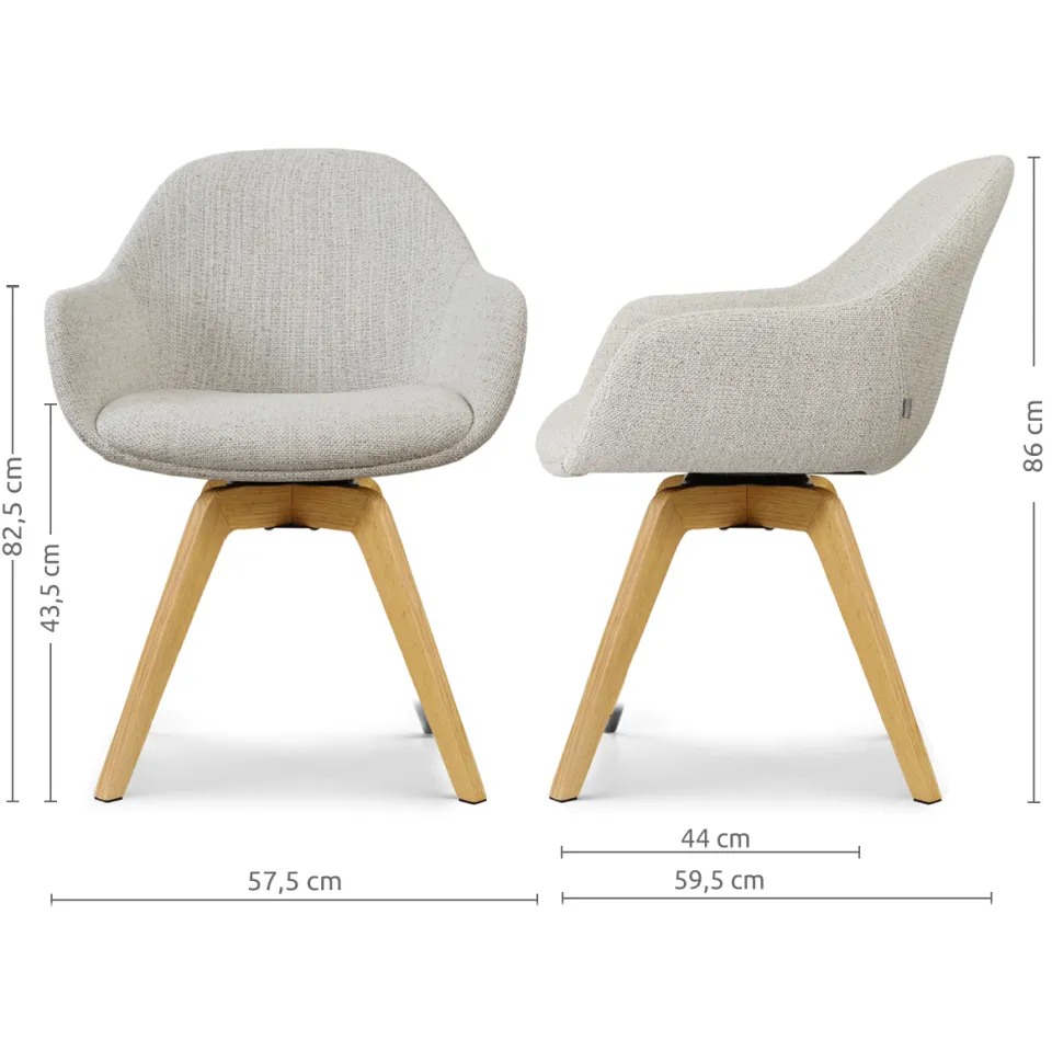 Nolon Noor-Mae draaibare eetkamerstoel beige gemêleerd - houten onderstel, foto 3