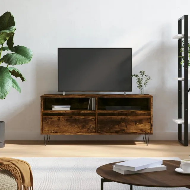 vidaXL Tv-meubel 100x34,5x44,5 cm bewerkt hout gerookt eikenkleurig Bruin