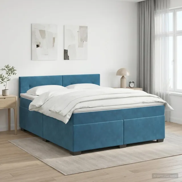 vidaXL Boxspringbed met matras Donkerblauw 140 x 200 cm Fluweel