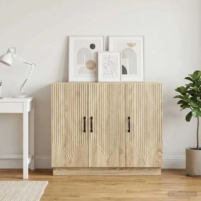 vidaXL Dressoir Sonoma Eiken 89 x 34,5 x 77 cm Bewerkt hout, foto 2