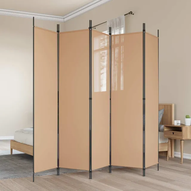 vidaXL 5-Panel Room Divider Beige 250 x 200 cm Stof, foto 2