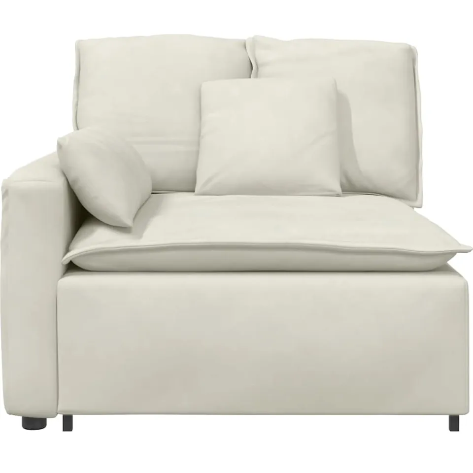 vidaXL Modulaire bank Armleuning eindmodule met kussens 100 cm crème, foto 2