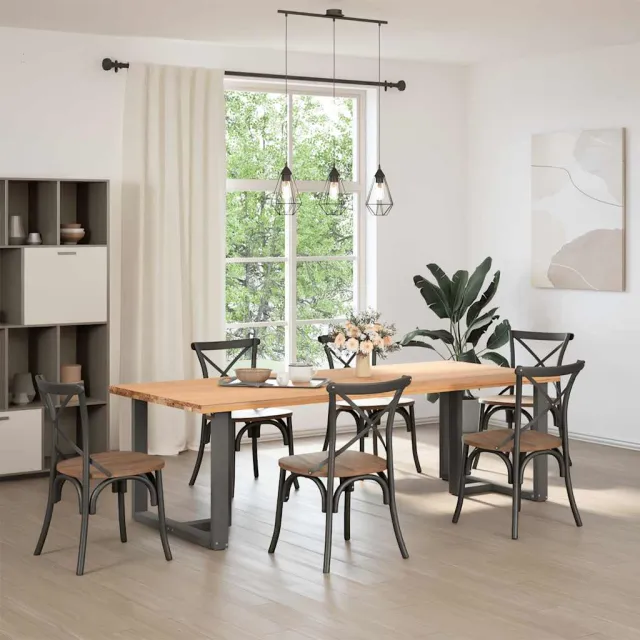 vidaXL Eettafelpoten 2 st T-vormig 100x35x(72-73) cm staal naturel Bruin