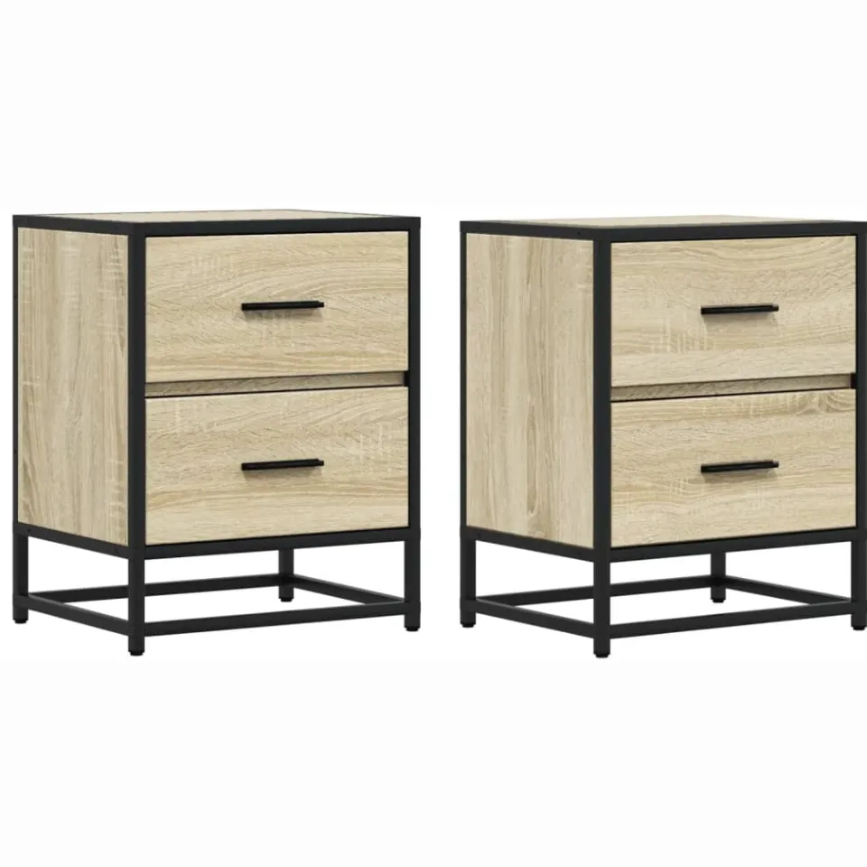 vidaXL Nachtkastjes 2 st 40x31x50 cm bewerkt hout sonoma eikenkleurig