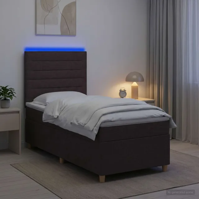 vidaXL Boxspringbed met matras Donkerbruin 80 x 200 cm Stof