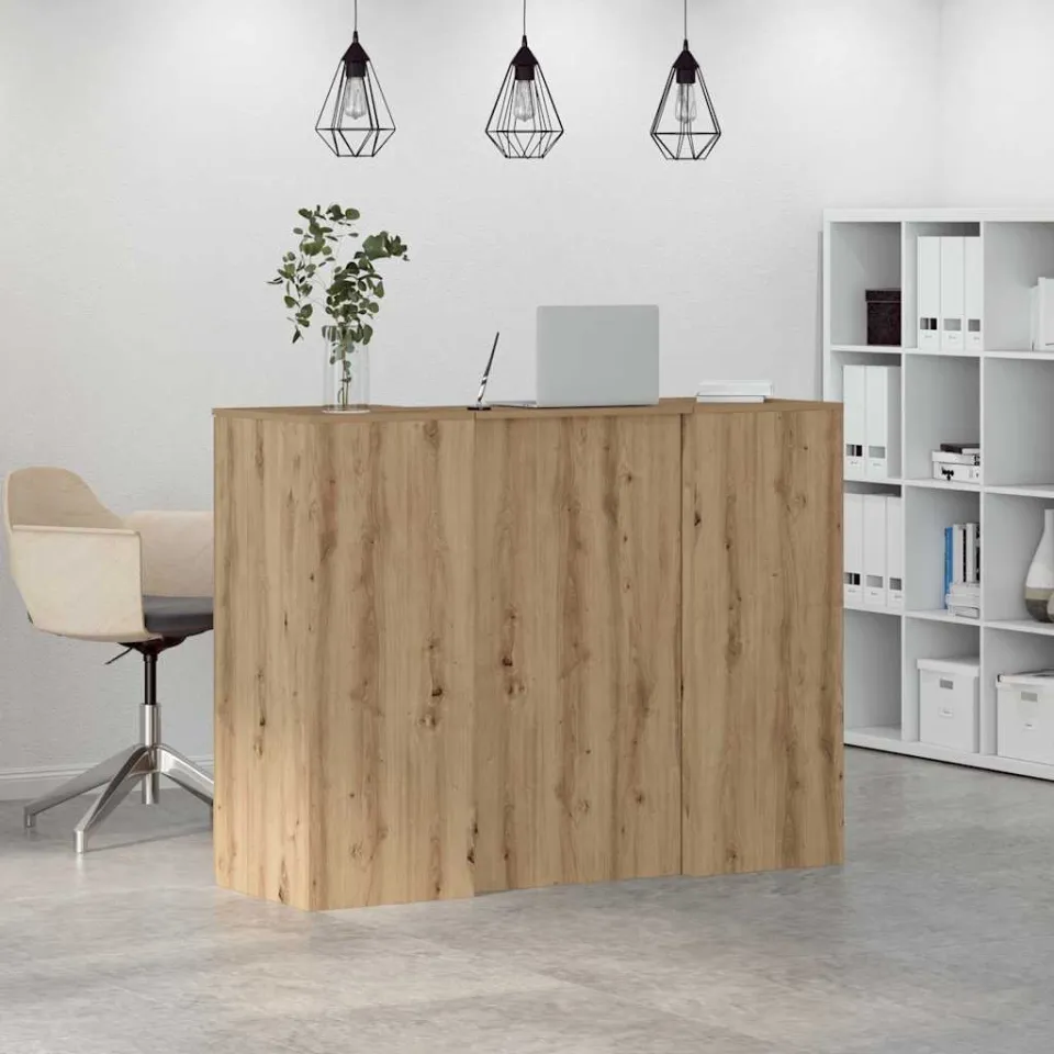 vidaXL Receptiebalie 135x50x103,5cm bewerkt hout artisanaal eikenkleur, foto 4