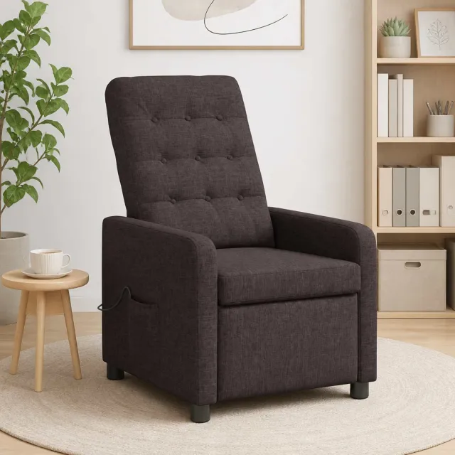 vidaXL Massage-relaxstoel Donkerbruin 65 x 93 x 102 cm Stof bruin, foto 2