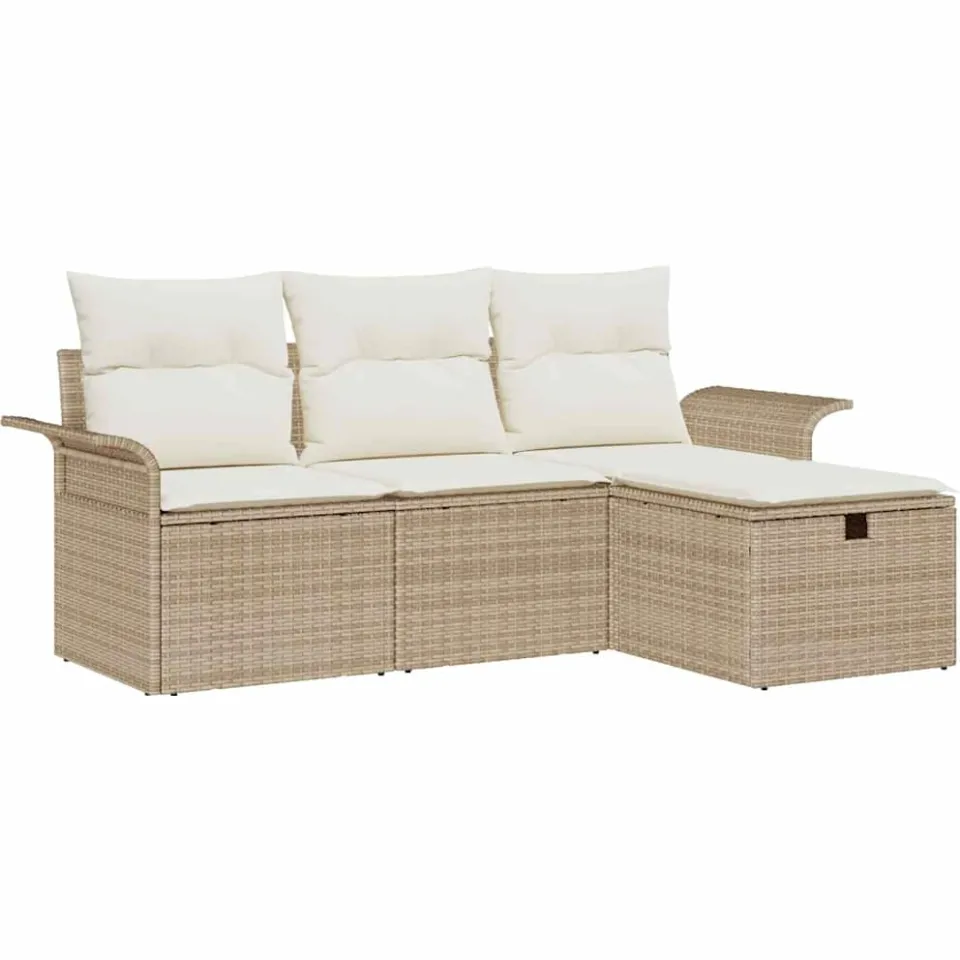vidaXL Tuin Sofa Set 4 st Poly riet beige
