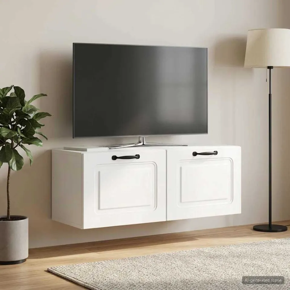vidaXL Wandbeugel TV-kast Hoogglans Wit 78,5 x 31 x 30 cm Bewerkt hout, foto 4
