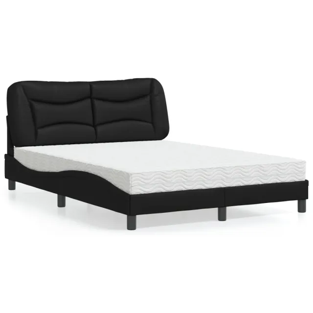 vidaXL Bed met matras "Hvar" kunstleer zwart 120x200 cm