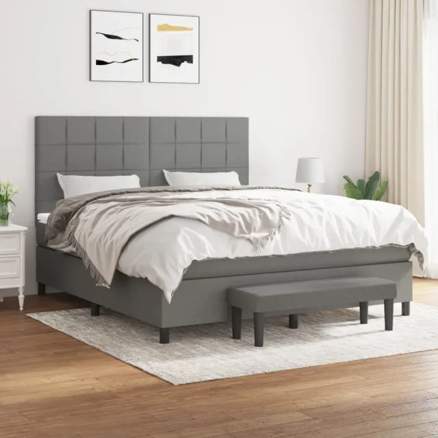 vidaXL Boxspring met matras stof donkergrijs 160x200 cm grijs
