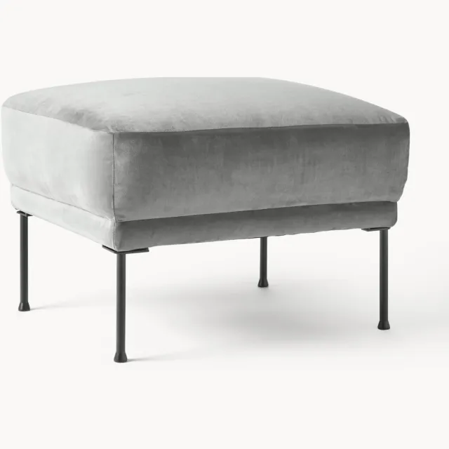 Westwing Collection Fluwelen poef Fluente Grijs