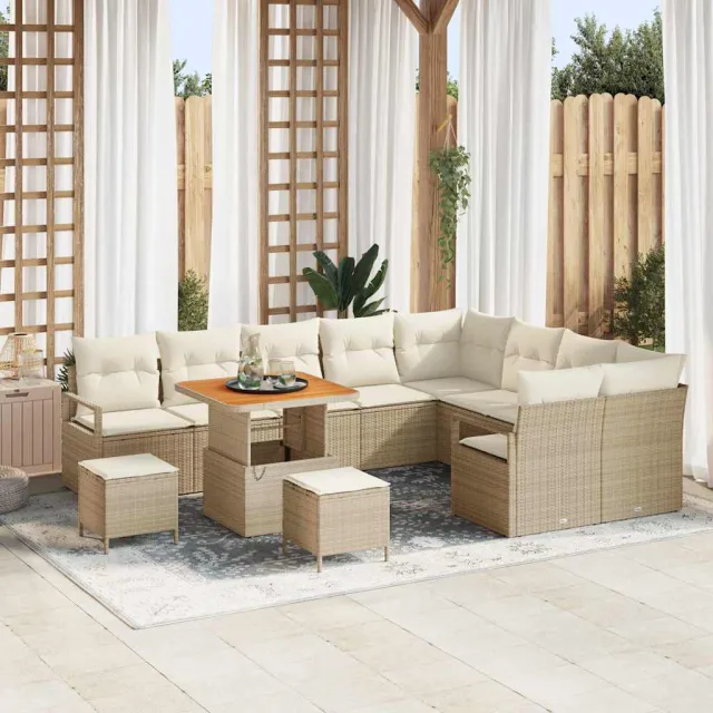 vidaXL Tuin Sofa Set 12 st 11-zits Beige en Crème