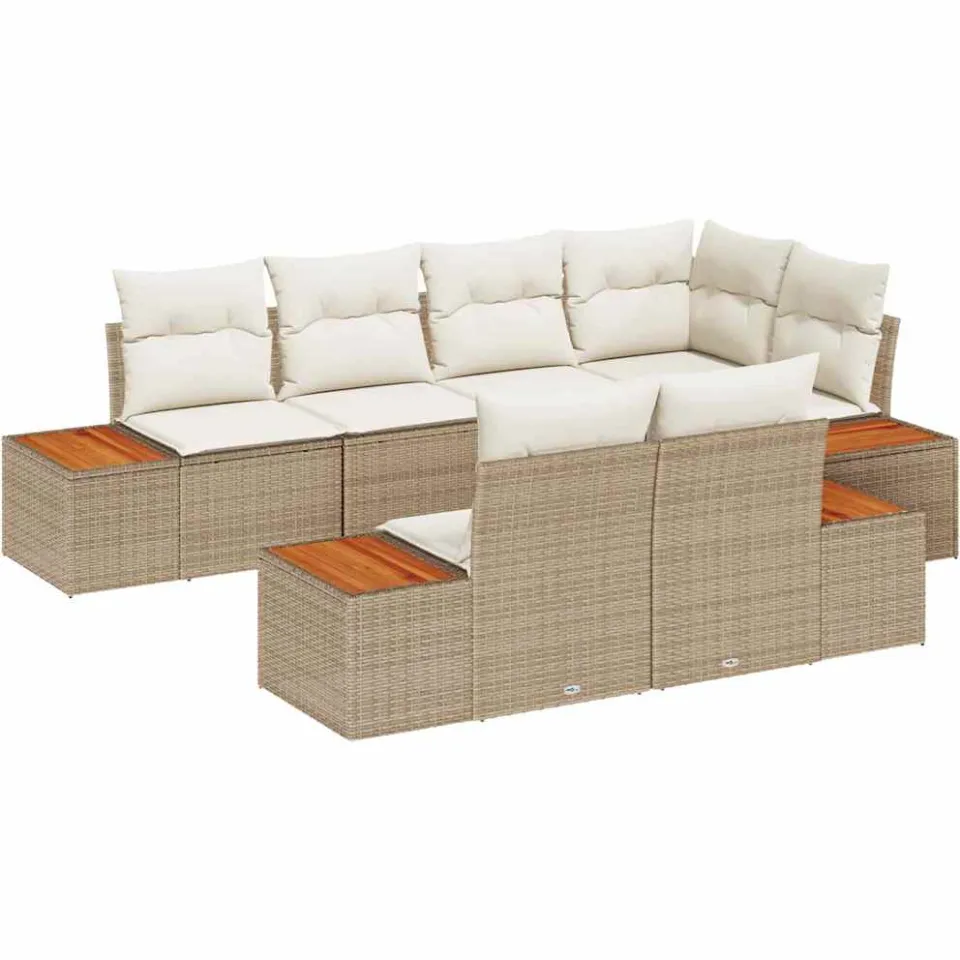 vidaXL Tuin Sofa Set 7 st Beige poly rattan