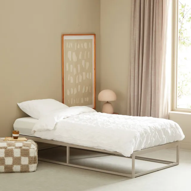 NOUS Living metalen bed Dean (90x200 cm) Taupe