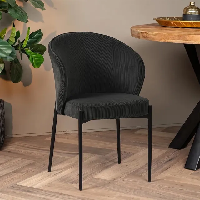 Mahom Eetkamerstoel Avignon Donkergrijs met zwart onderstel Mahom Bruin