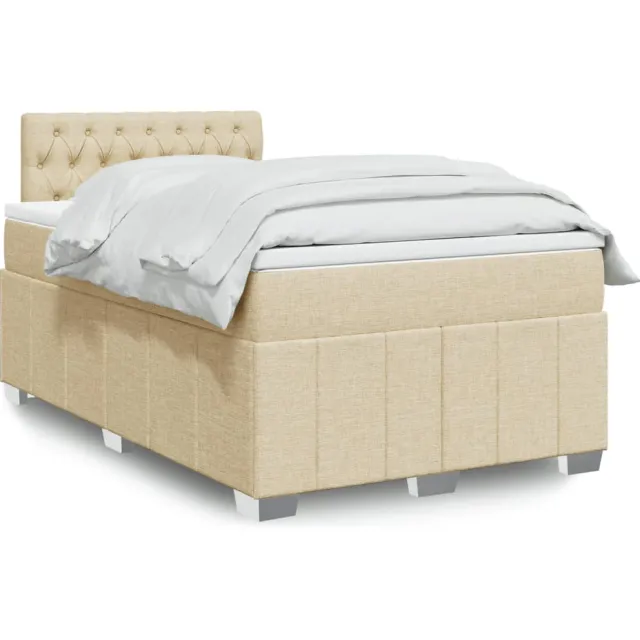vidaXL Boxspring met matras stof crèmekleurig 120x190 cm