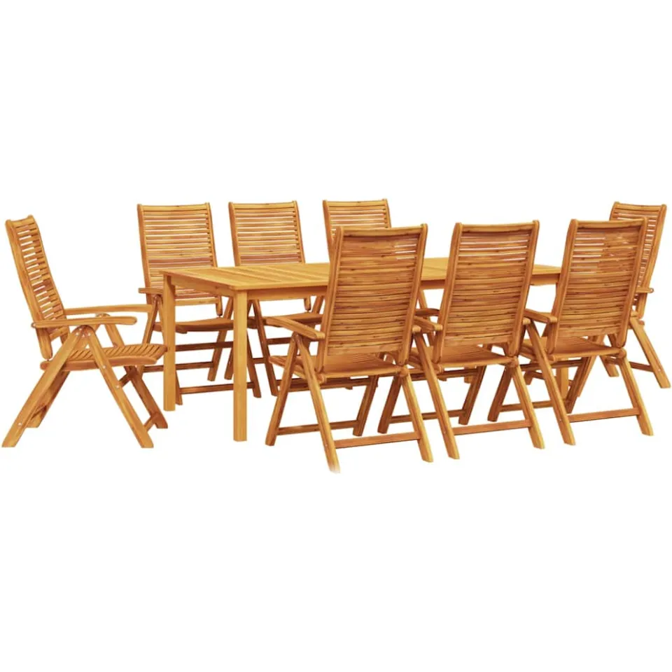 vidaXL Tuin eettafelset 9 st Bruin Massief Acaciahout