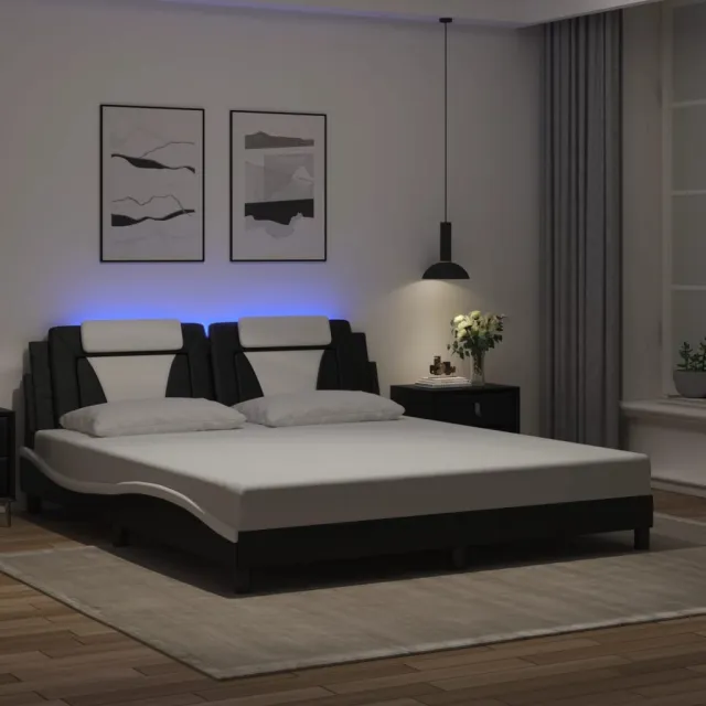 vidaXL Bedframe "Viana" met LED zonder matras zwart en wit 180x200 cm
