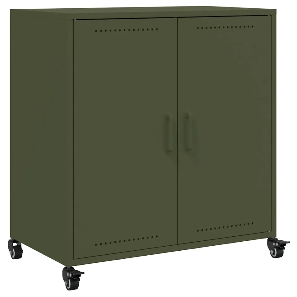 vidaXL Dressoir 68x39x72 cm staal olijfgroen