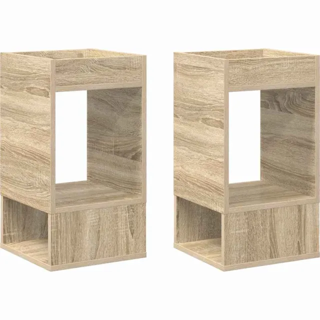 vidaXL Bijzettafel - 2 - st - Sonoma - Eik - 30 - x - 30 - x - 56 - cm - Bewerkt - hout Sonoma eiken