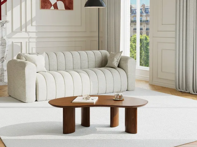 Vente-unique Bijzettafel met walnootfineer - Donker naturel - CALYNOR Natuurlijk donker
