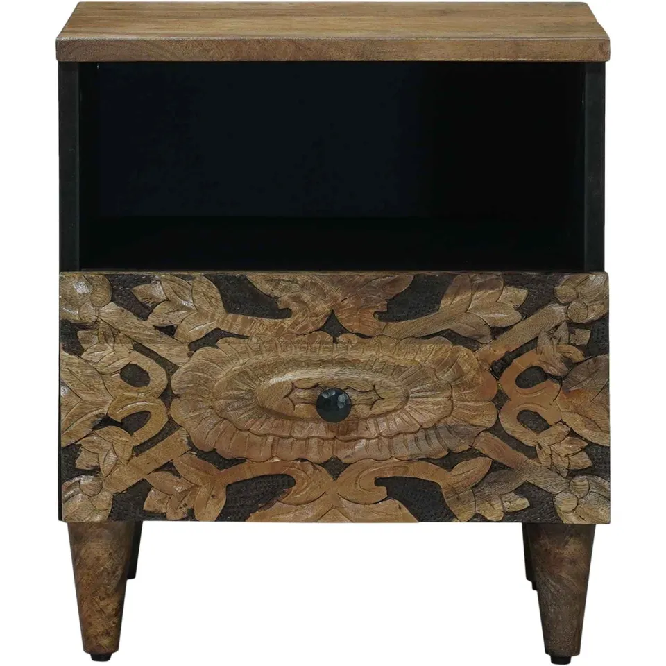 vidaXL Bed kast met lade Bruin 40 x 33 x 46 cm Massief Mango Hout, foto 3