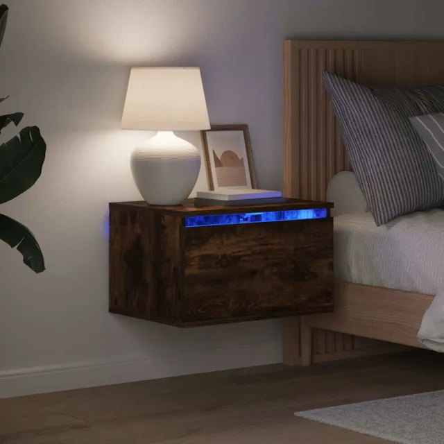 vidaXL Nachtkastjes met LED's 2 st wandgemonteerd gerookt eikenkleurig Bruin
