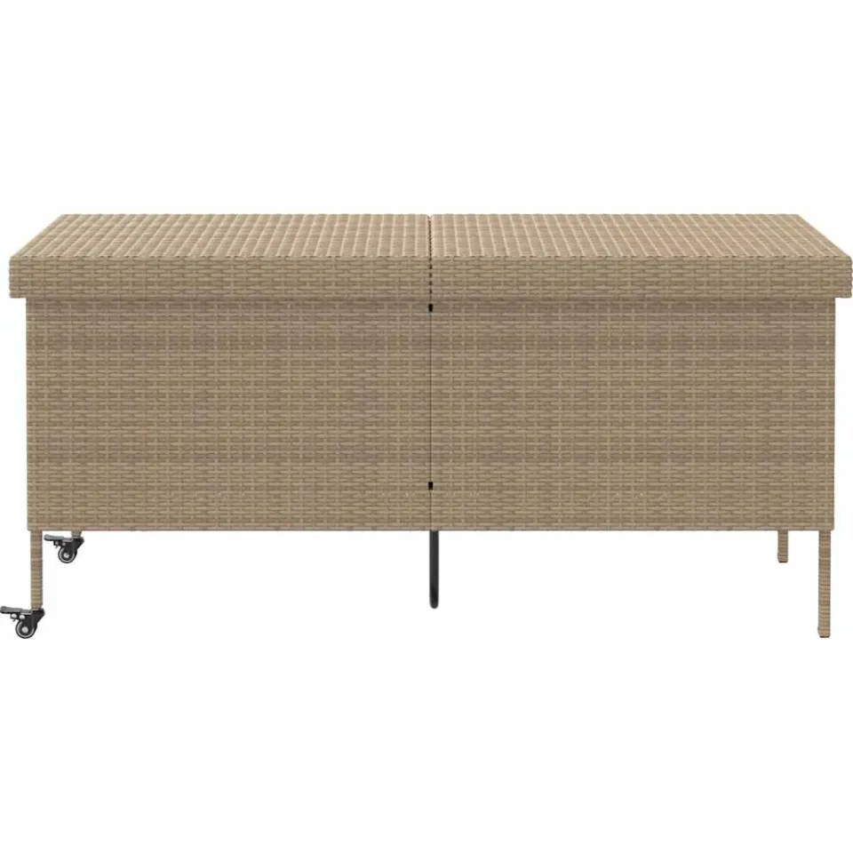 vidaXL Tuinbox met wielen 160x55x75 cm poly rattan beige, foto 3