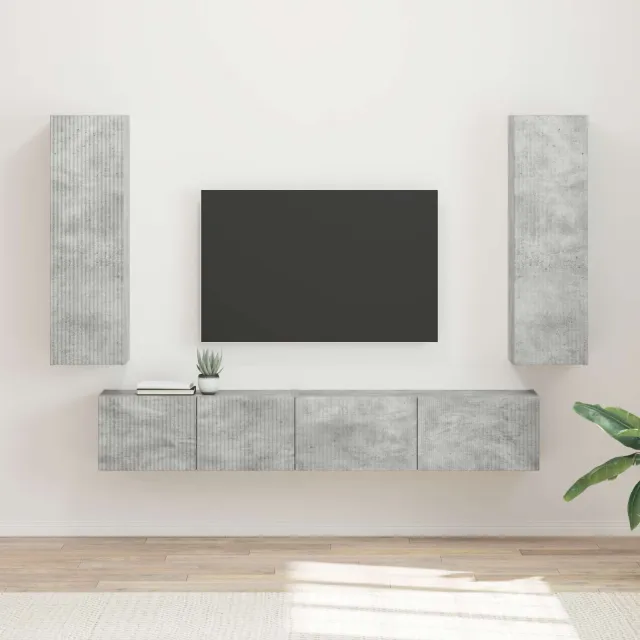 vidaXL Tv-meubelset 3 st Beton Grijs Bewerkt hout