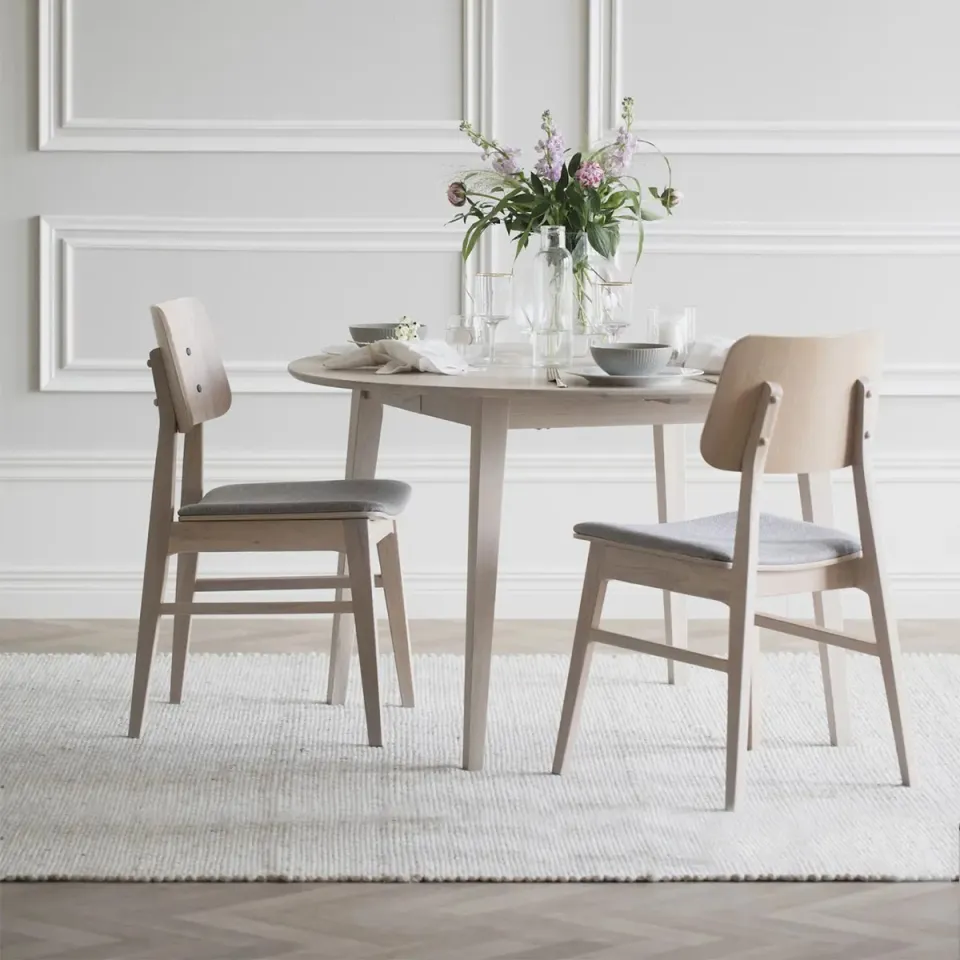 Rowico Home Filippa uitschuifbare eettafel whitewash - Ø120 cm, foto 4