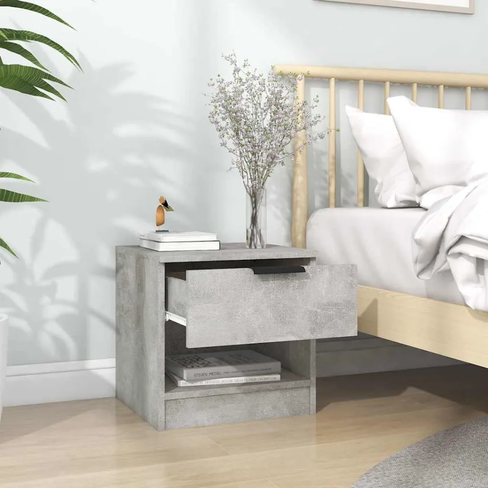 vidaXL Nachtkastjes 2 st bewerkt hout betongrijs grijs, foto 4