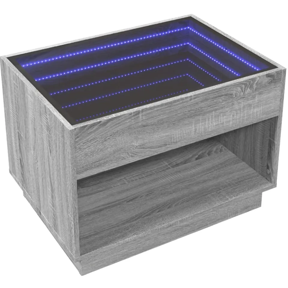 vidaXL Salontafel met Infinity LED 70x50x50 cm grijs sonoma eikenkleur