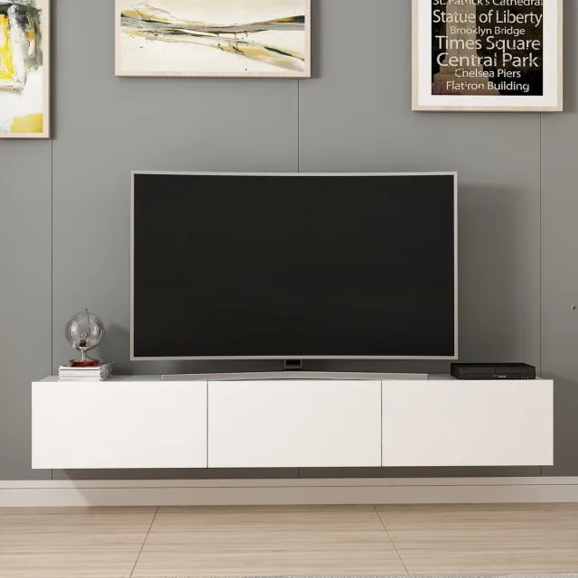 Skye Decor Zwevende TV Meubel - Stijlvol Modern Design - 180 cm Breedte - Perfect voor Elk Interieur wit