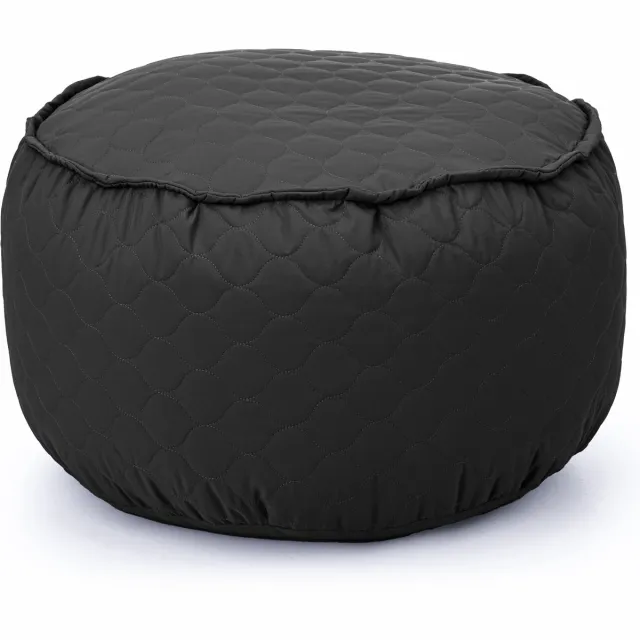 Drop & Sit poef - tijdloos gewatteerd nylon - zwart - Ø 50 cm