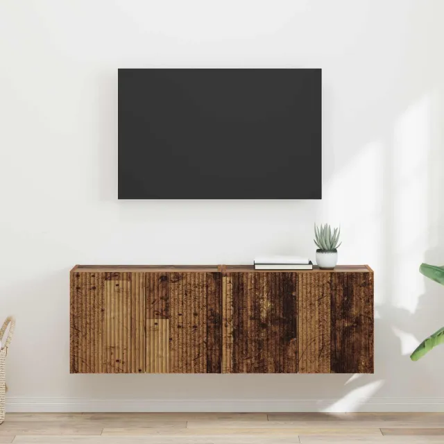 vidaXL TV-wandkast 2 st Oud Hout Bewerkt hout Bruin