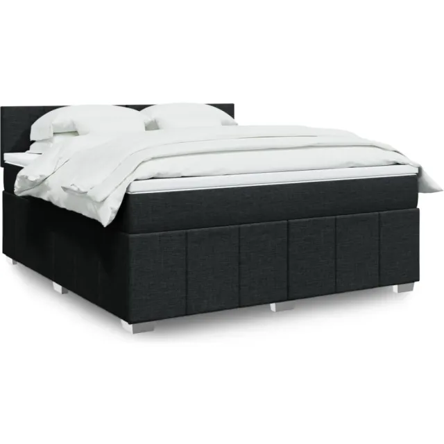 vidaXL Boxspring met matras stof zwart 180x200 cm