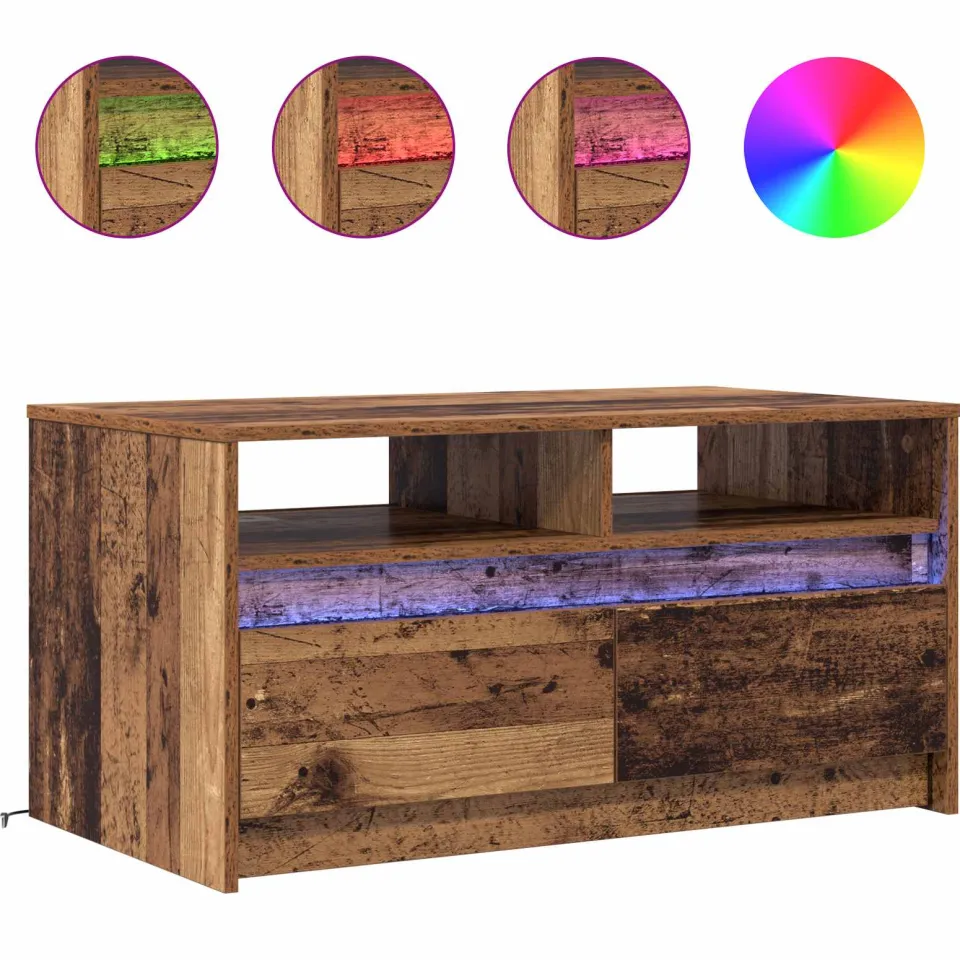 vidaXL Salontafel Oudhout 90 x 50 x 45 cm Bewerkt hout bruin, foto 4