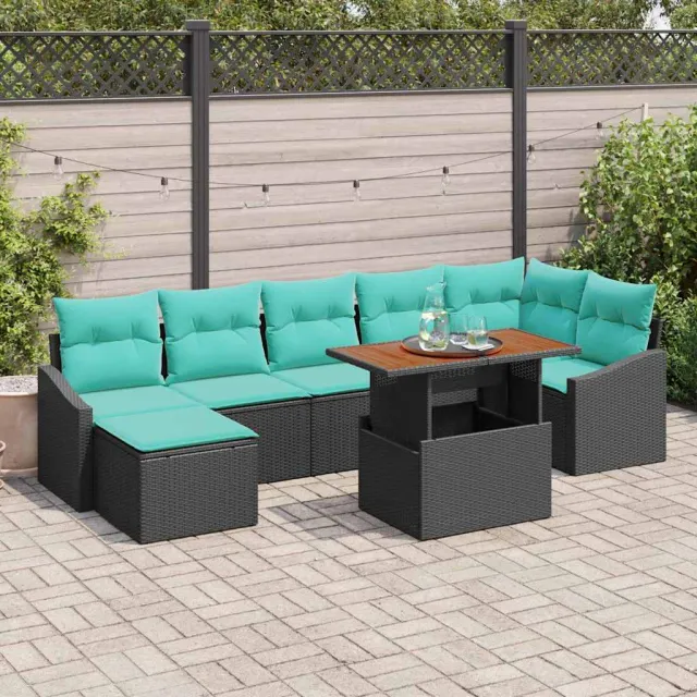 vidaXL Tuinbankenset 8 st Zwart en Teal, foto 2