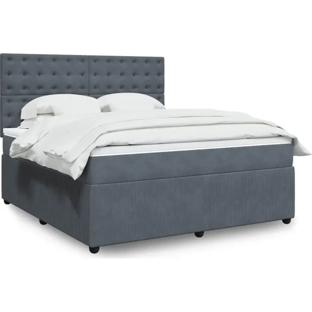 vidaXL Boxspring met matras fluweel donkergrijs 180x200 cm grijs