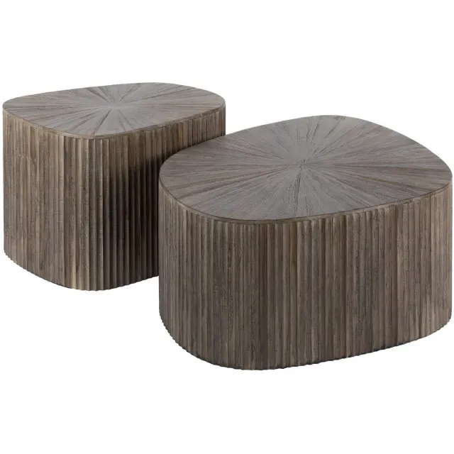 Giga Living Giga Meubel Salontafel Maya - Donkerbruin Hout - Set van 2 - 73x68x31cm